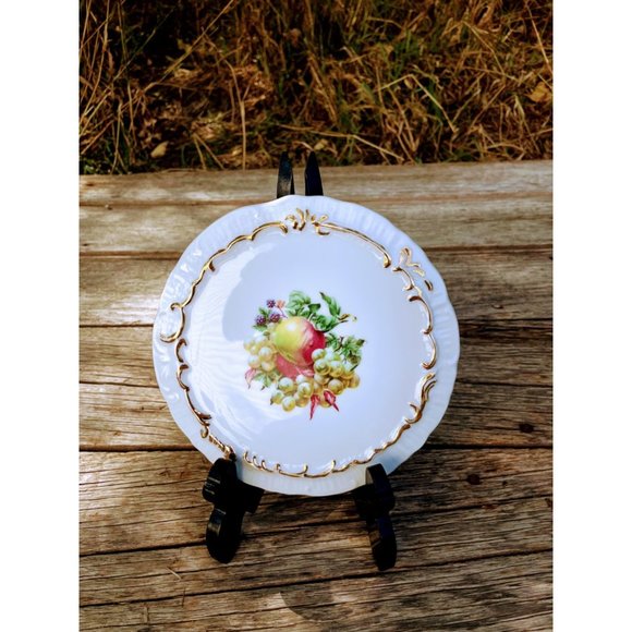 Vintage Tea Trivet Hot Plate Porcelain Fruit Picture - Picture 7 of 7